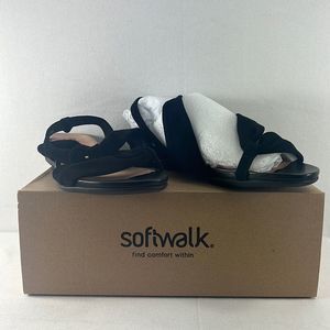 Softwalk Tieli Sandals- Black Suede- Size 10.5 WW Wide Wide (E)- NIB
